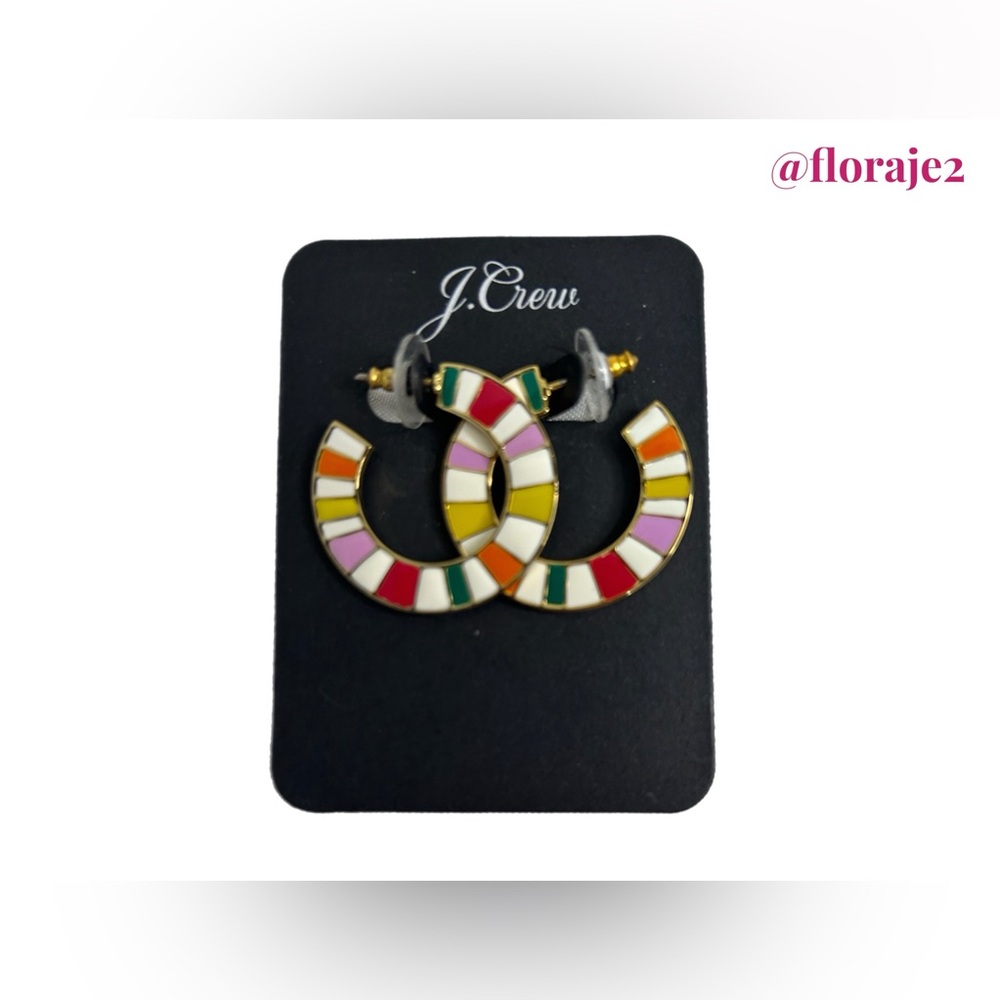 J.Crew Multicolor Enamel Stripe Earrings NWT